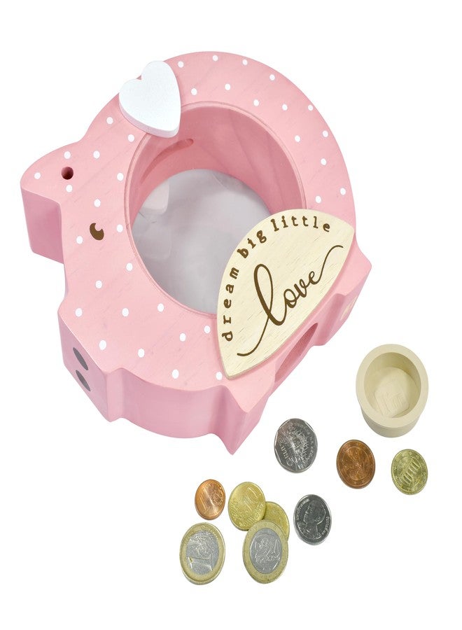 I'm I’m Solid Wood Piggy Bank Coin Bank Savings Money Bank, Adorable Gifts for Baby Girl Birthday Girls Kids Child to Cherish Baby Shower, Keepsakes & Nursery Décor “Dream Big Little Love” (Dot Pink) - Image 4